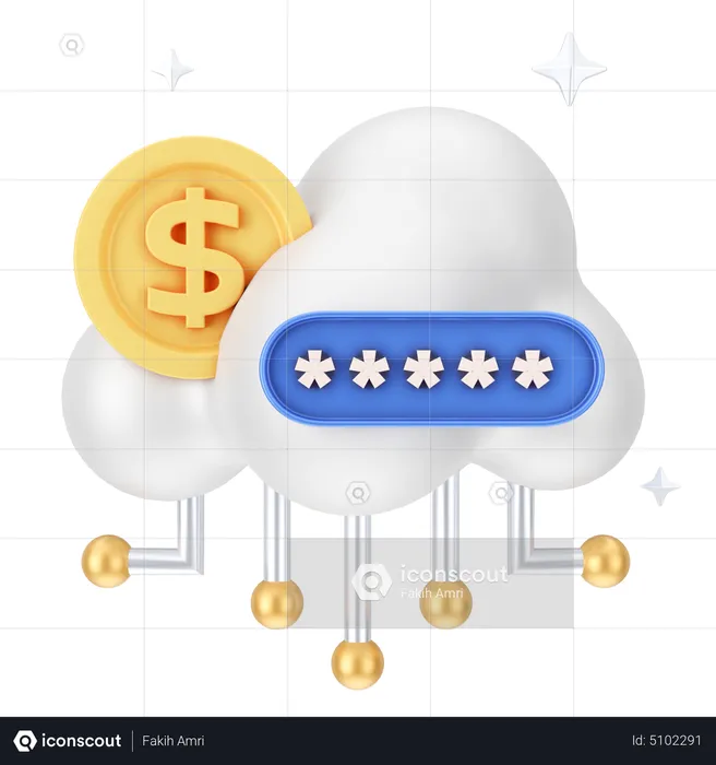 Nuage de dollars sécurisé  3D Icon