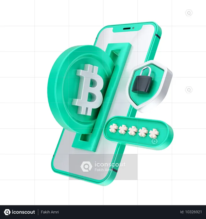 Sécurité Bitcoin en ligne  3D Icon