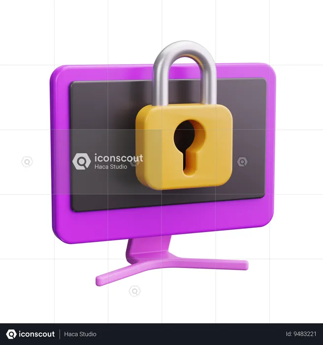 Security Computer  3D Icon