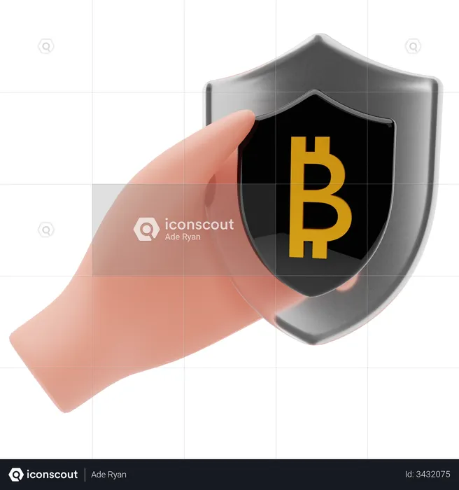 Security in bitcoin trading  3D Illustration