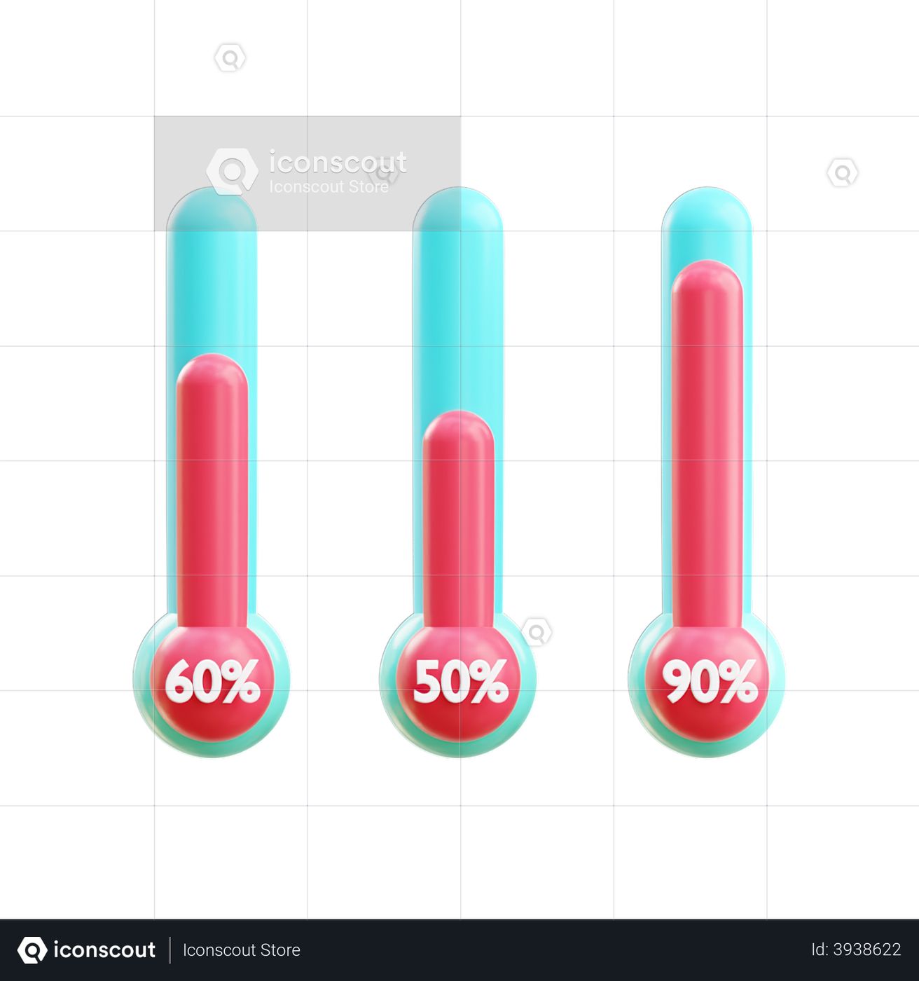 Premium segmented bar graph 3d illustration download in png obj or