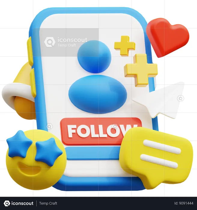 Seguidor de redes sociales  3D Icon