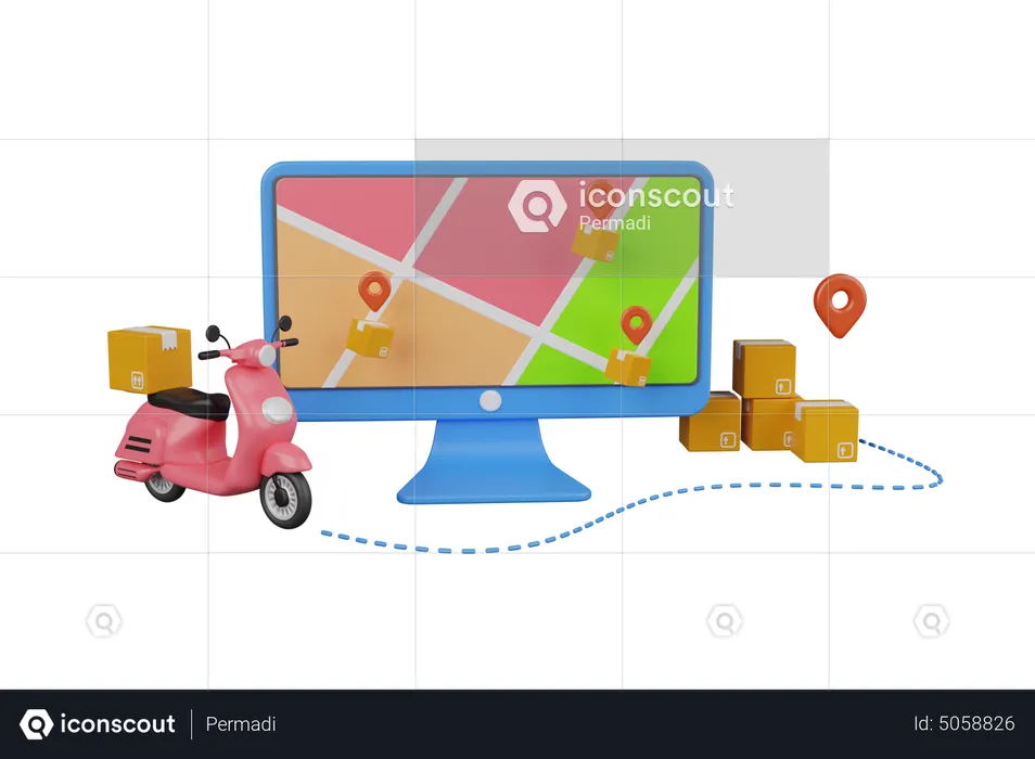 Seguimiento de la ubicación de entrega a través del sitio web  3D Illustration