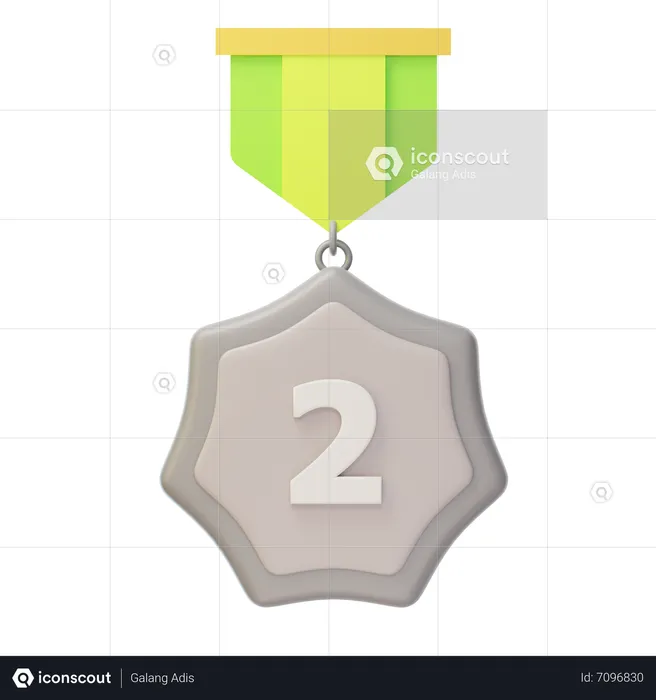 Medalha de Prata Segundo Lugar  3D Icon