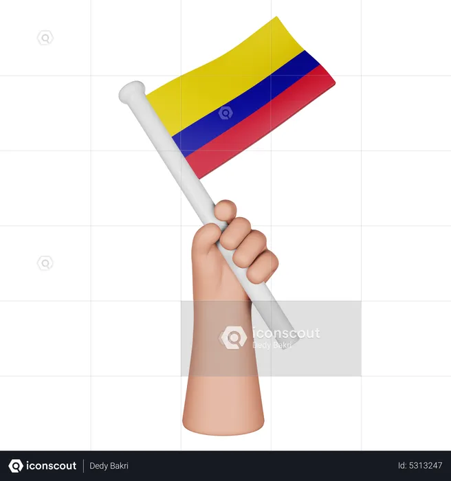 Mão segurando a bandeira da Colômbia Flag 3D Icon