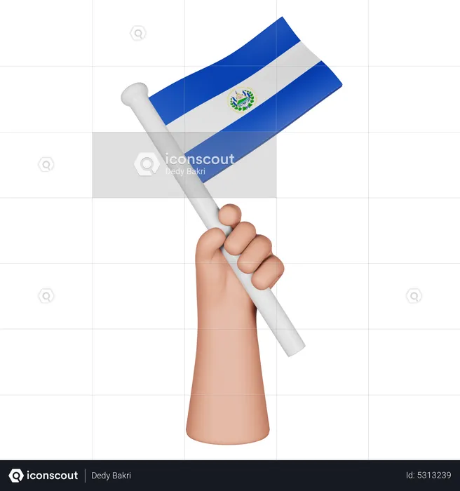 Mão segurando a bandeira de el salvador Flag 3D Icon