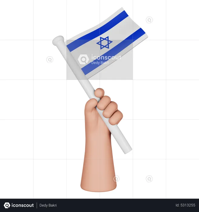 Mão segurando a bandeira de Israel Flag 3D Icon