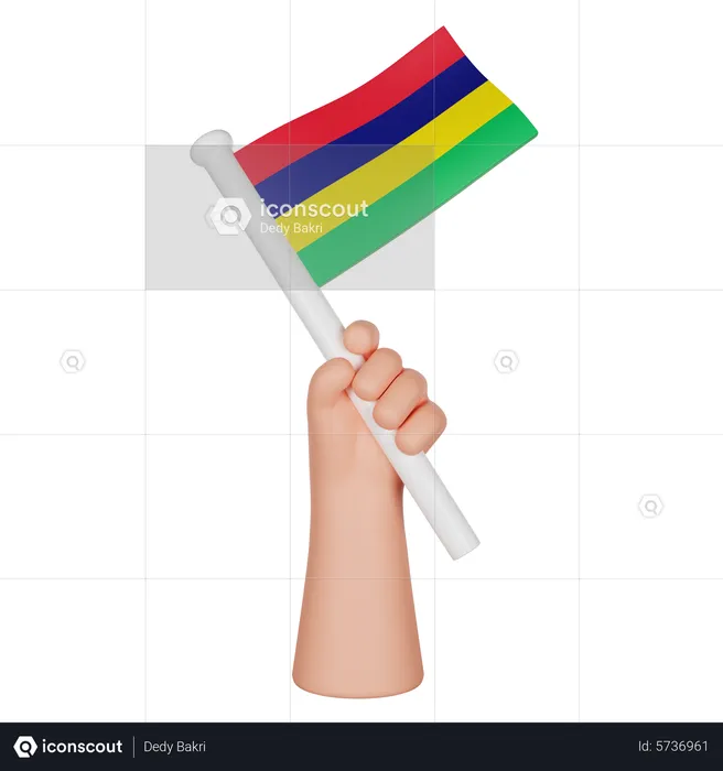 Mão segurando uma bandeira da maurícia Flag 3D Icon