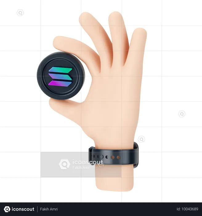 Segurando moeda solana  3D Icon