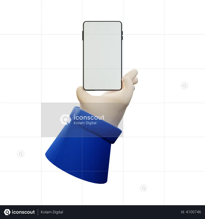 Segurando o telefone na mão verticalmente  3D Illustration