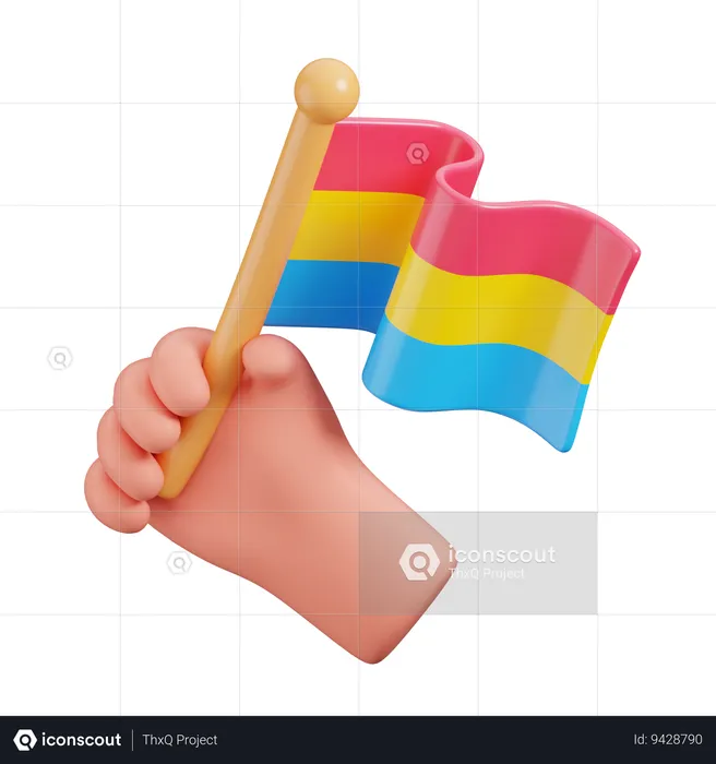 Mão Segurar Bandeira Pansexual  3D Icon