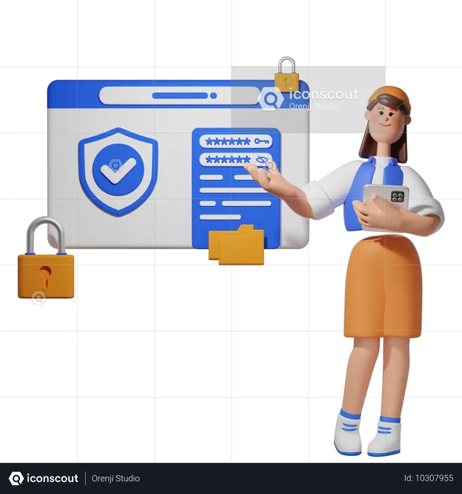 Seguridad de la cuenta comercial  3D Illustration