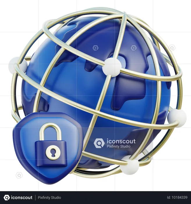 Seguridad de red global  3D Icon