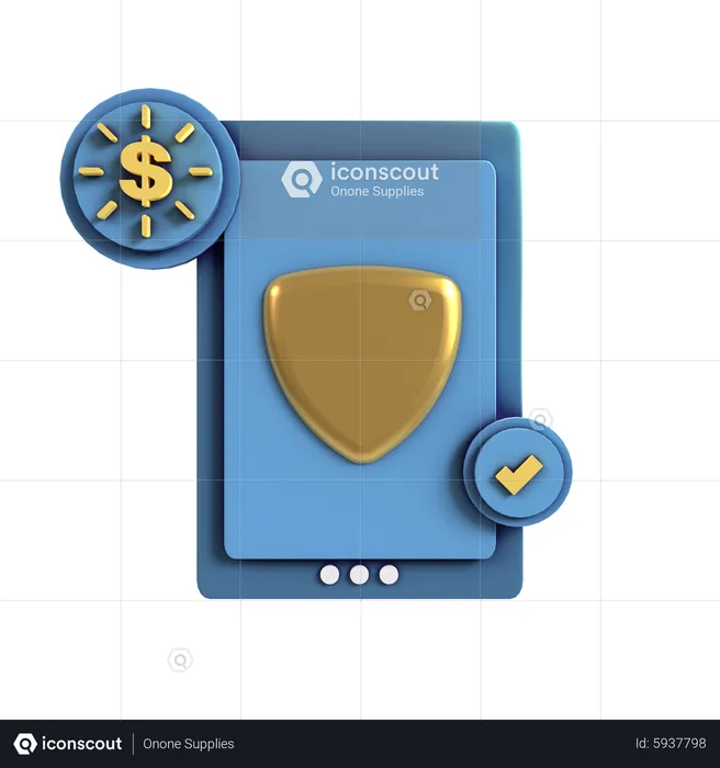 Seguridad del dinero en línea  3D Icon
