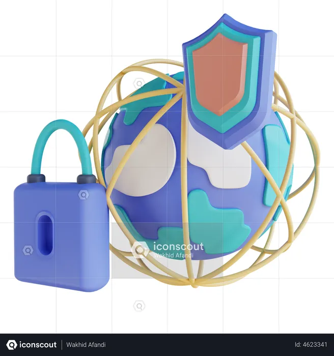 Seguridad global  3D Illustration