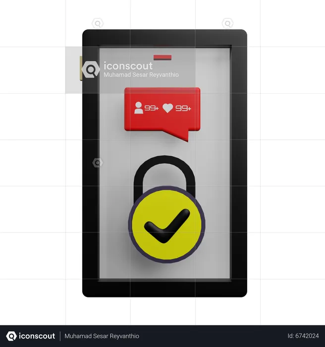 Seguridad del teléfono inteligente  3D Icon