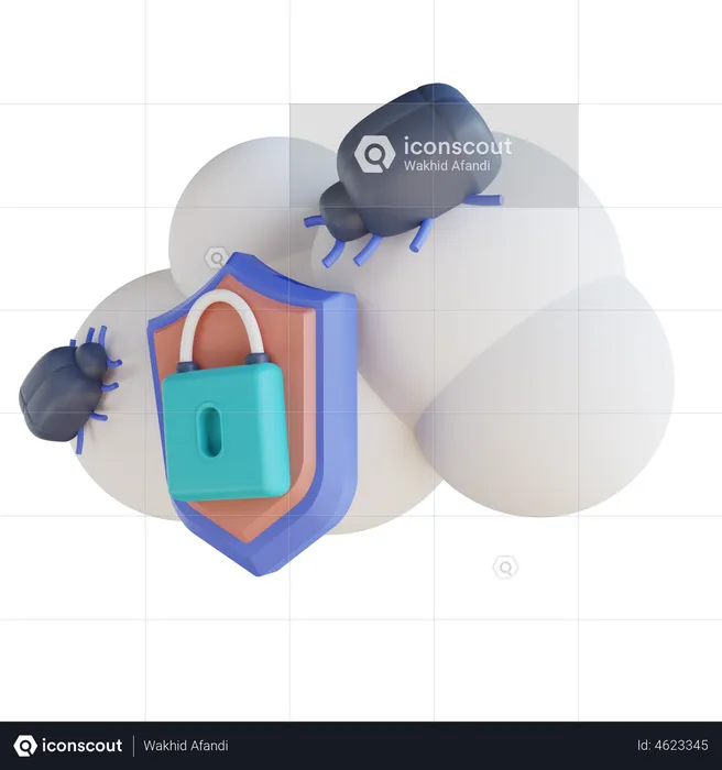 Seguridad contra virus en la nube  3D Illustration