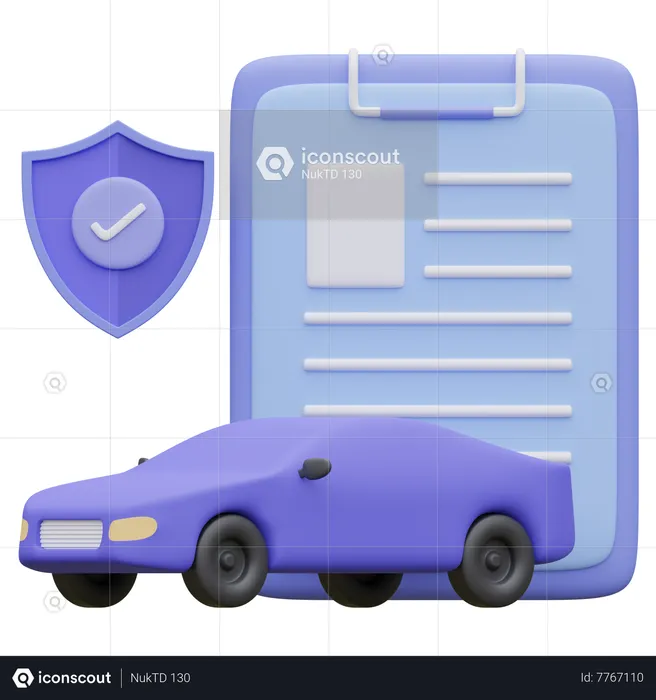 Seguro de auto  3D Icon