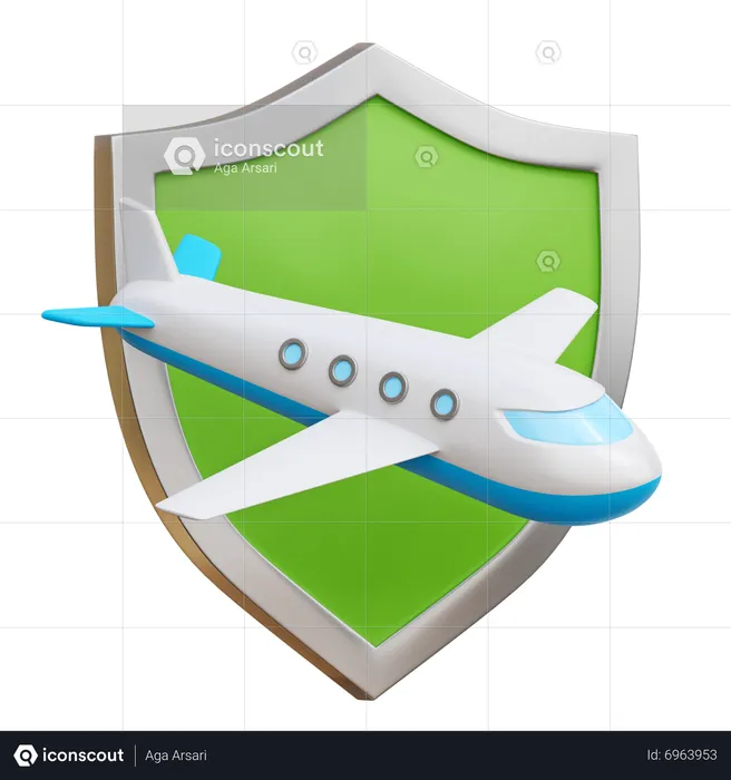 Seguro de vuelo  3D Icon