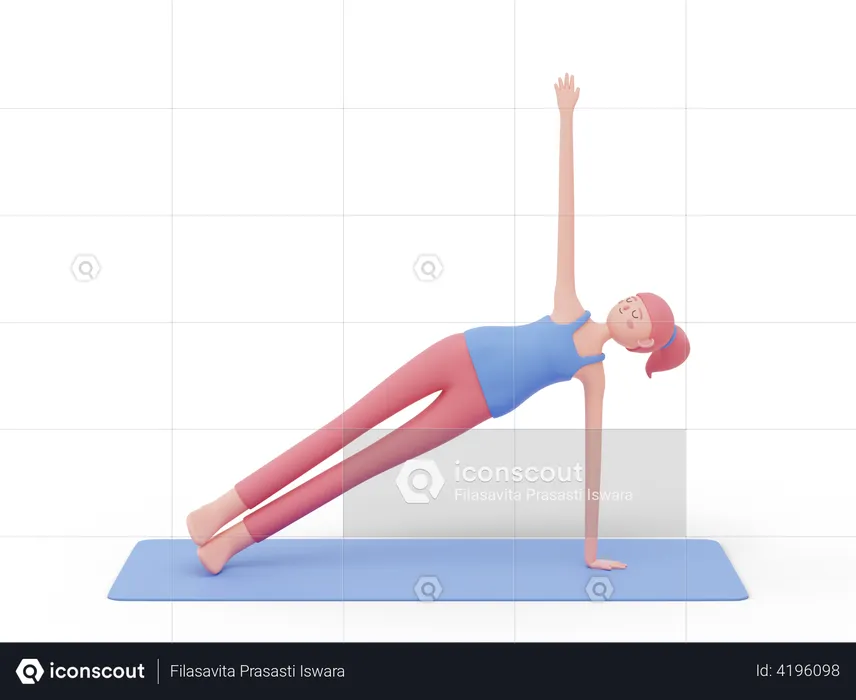 Seitliche Planke-Yoga-Pose  3D Illustration