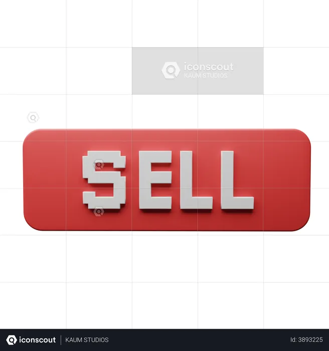 Sell Button Crypto  3D Illustration