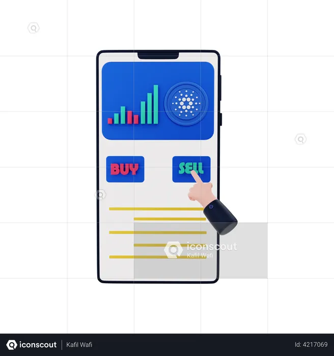 Sell Cardano Coin  3D Illustration