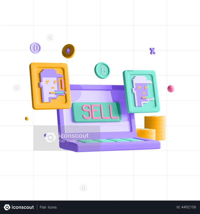 Sell NFT  3D Illustration