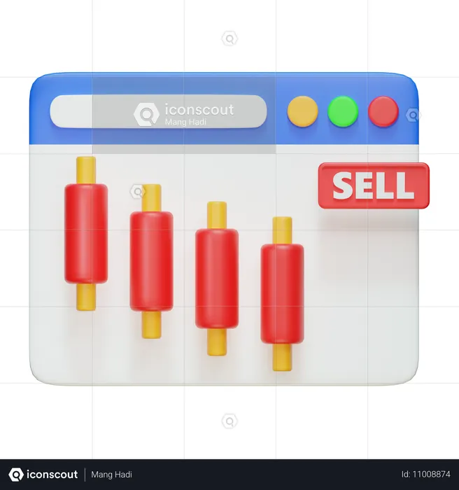 株を売る  3D Icon