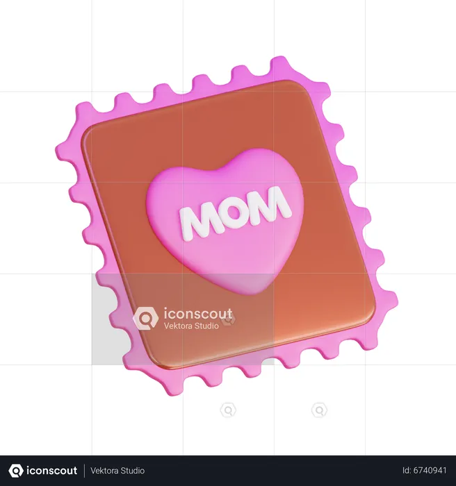 Sello de corazón de mamá  3D Icon