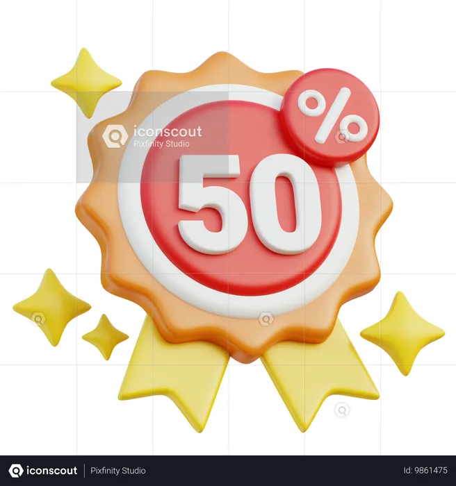 Selo de desconto de 50 por cento  3D Icon