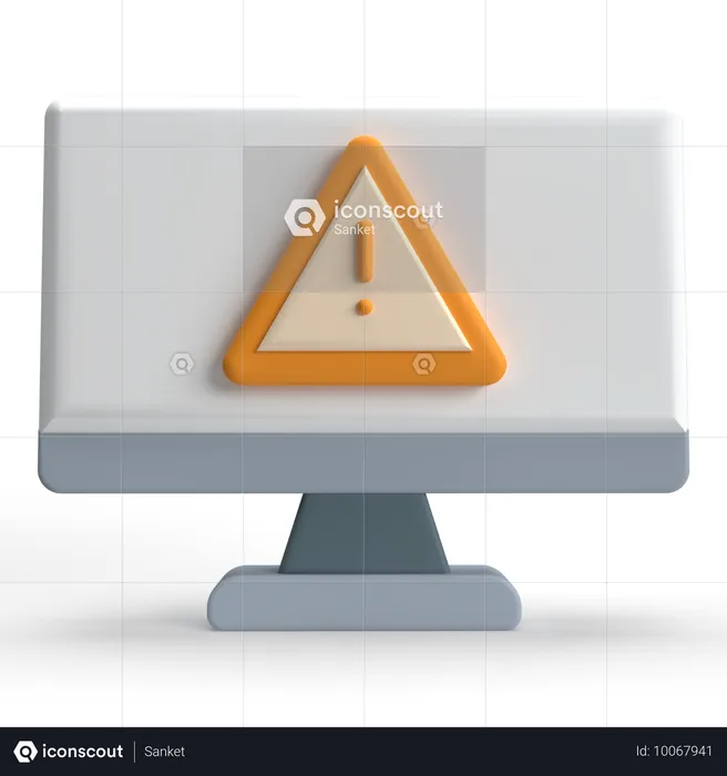 Señal de advertencia de computadora  3D Icon