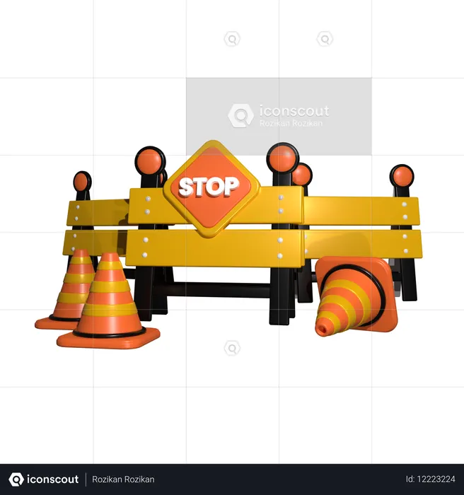 Señal de barricada  3D Icon