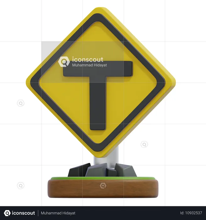 Señal de interacción vial en forma de T  3D Icon