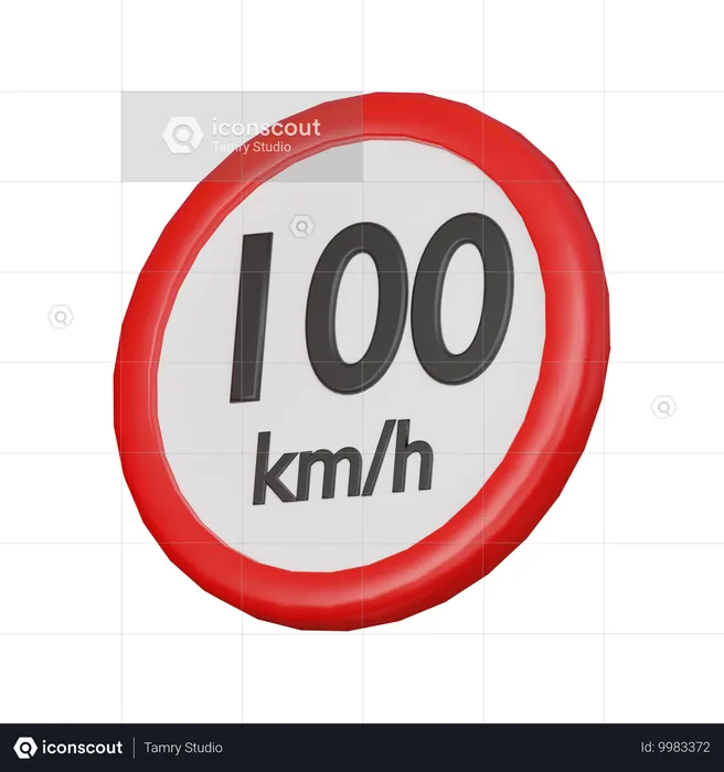 Señal de límite de velocidad de 100 km/h  3D Icon