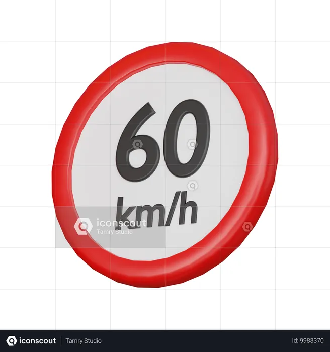 Señal de límite de velocidad de 60 km/h  3D Icon