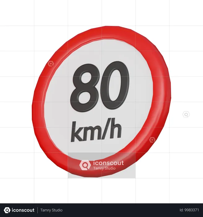 Señal de límite de velocidad de 80 km/h  3D Icon