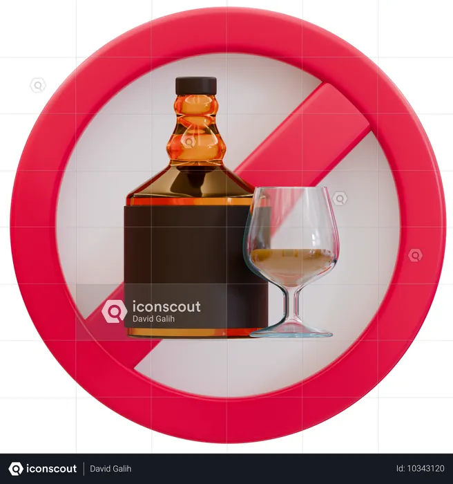 Señal de No se permite alcohol  3D Icon