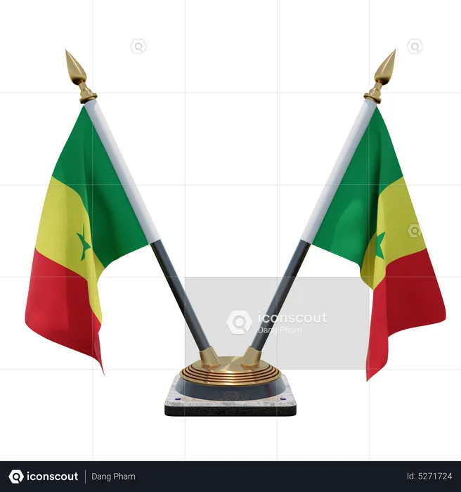 Senegal Doppelter (V) Tischflaggenständer Flag 3D Icon