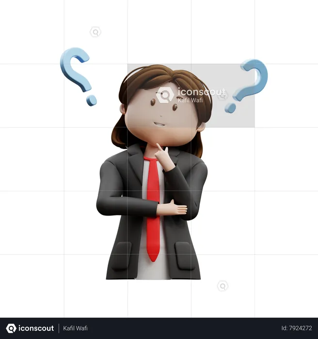 Mujer de negocios teniendo pregunta  3D Illustration