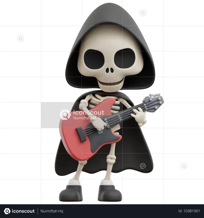 Sensenmann spielt Gitarre  3D Illustration