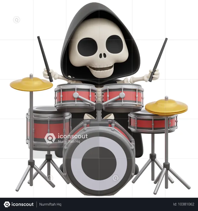 Sensenmann spielt Trommel  3D Illustration