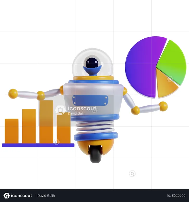 SEO Analytics Robot  3D Icon