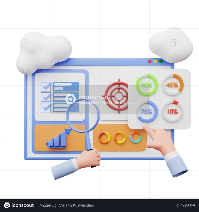 SEO-Bewertungsdiagramm  3D Illustration