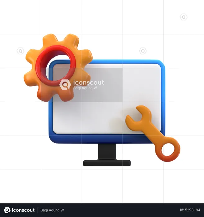Seo Monitor With Gear  3D Icon