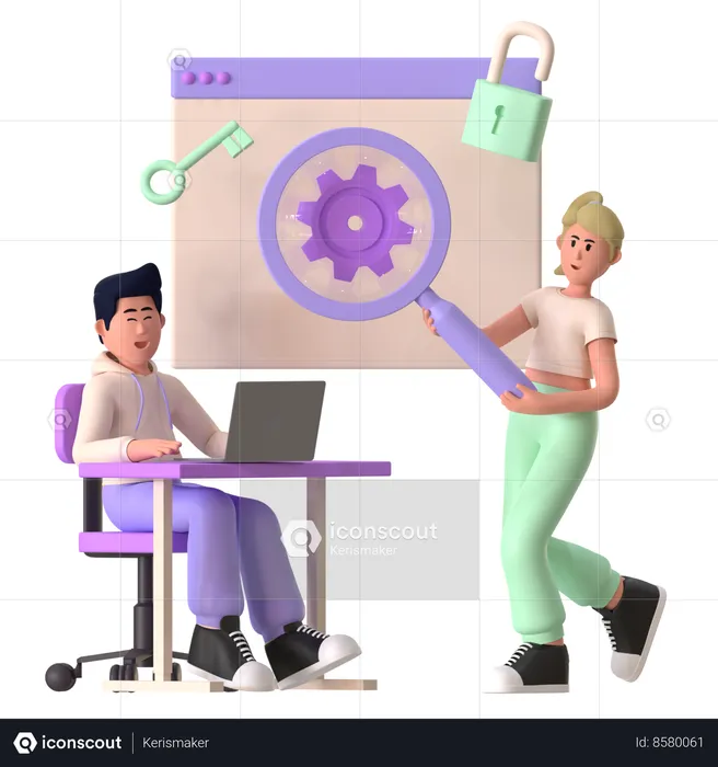 Seo Specialist Working Together  3D Illustration