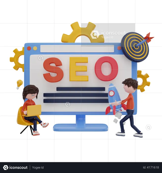 Seo startup and target  3D Illustration