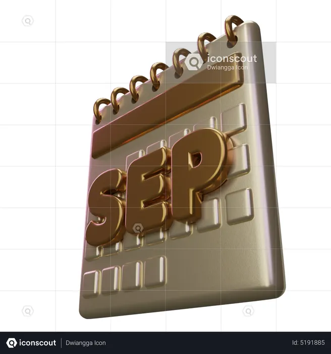 September Month Calendar  3D Icon