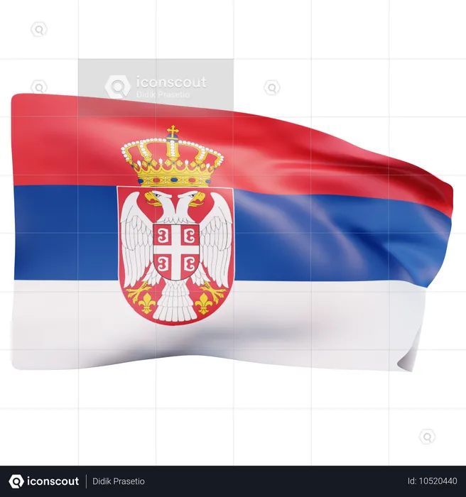 세르비아 국기 Flag 3D Icon