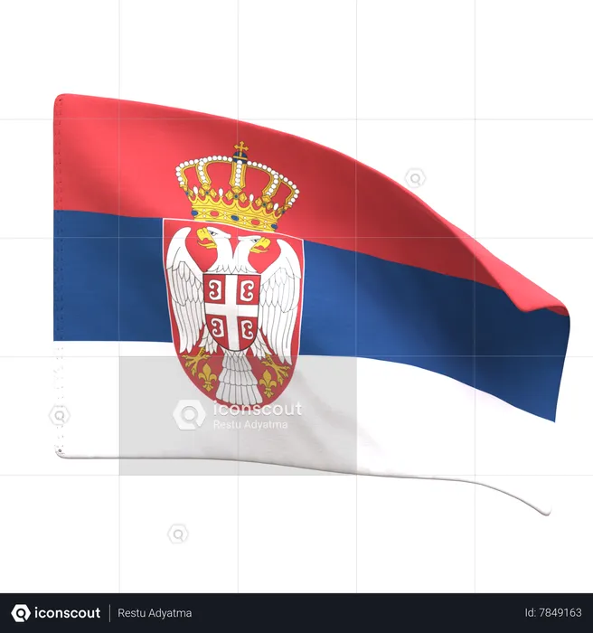 Serbia Flag Flag 3D Icon