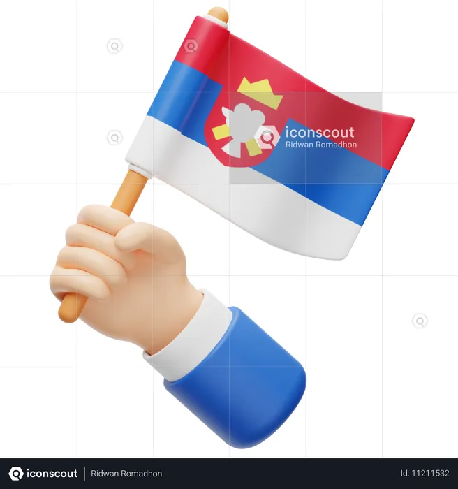 Serbia Flag Hand Flag Flag 3D Icon